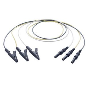 Alligator clip electrode cable, 3 pcs (Black, yellow, white)